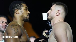 Anthony Joshua and Kristian Prenga face off