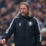 Austin MacPhee on the touchline for Aston Villa