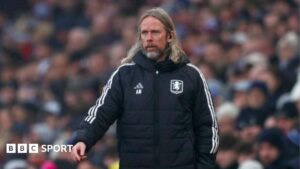 Austin MacPhee on the touchline for Aston Villa