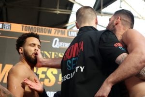 Itauma vs Hrgovic: Briton shoves opponent off stage, who responds with a slap
