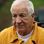 Former Penn State University assistant football coach Jerry Sandusky arrives at the Centre County Courthouse, Friday, Nov