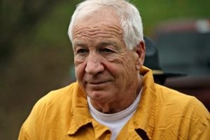 Former Penn State University assistant football coach Jerry Sandusky arrives at the Centre County Courthouse, Friday, Nov