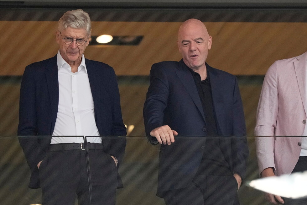 FIFA president Gianni Infantino, right, and Arsene Wenger, Chief Officer (FIFA) and former soccer coach arrive for the