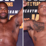 Daniel Dubois and Fabio Wardley are shirtless and holding up their arms