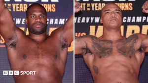 Daniel Dubois and Fabio Wardley are shirtless and holding up their arms