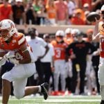 Oklahoma State quarterback Drew Mestemaker (17) passes the ball in the first half of the NCAA college football game against