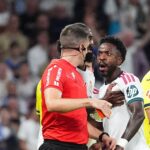 Real Madrid's Vinicius Junior after being sent off against Villarreal. Getty Images