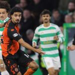 Celtic's Mika Baur and Dundee United's Zidane Iqbal