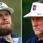 A split picture of Tyrrell Hatton and Ian Poulter close up