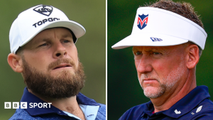 A split picture of Tyrrell Hatton and Ian Poulter close up
